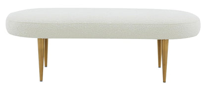 SAFAVIEH Couture Collection Corinna Glam Ivory Boucle/Gold Leg Oval Bench