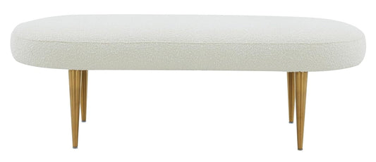 SAFAVIEH Couture Collection Corinna Glam Ivory Boucle/Gold Leg Oval Bench
