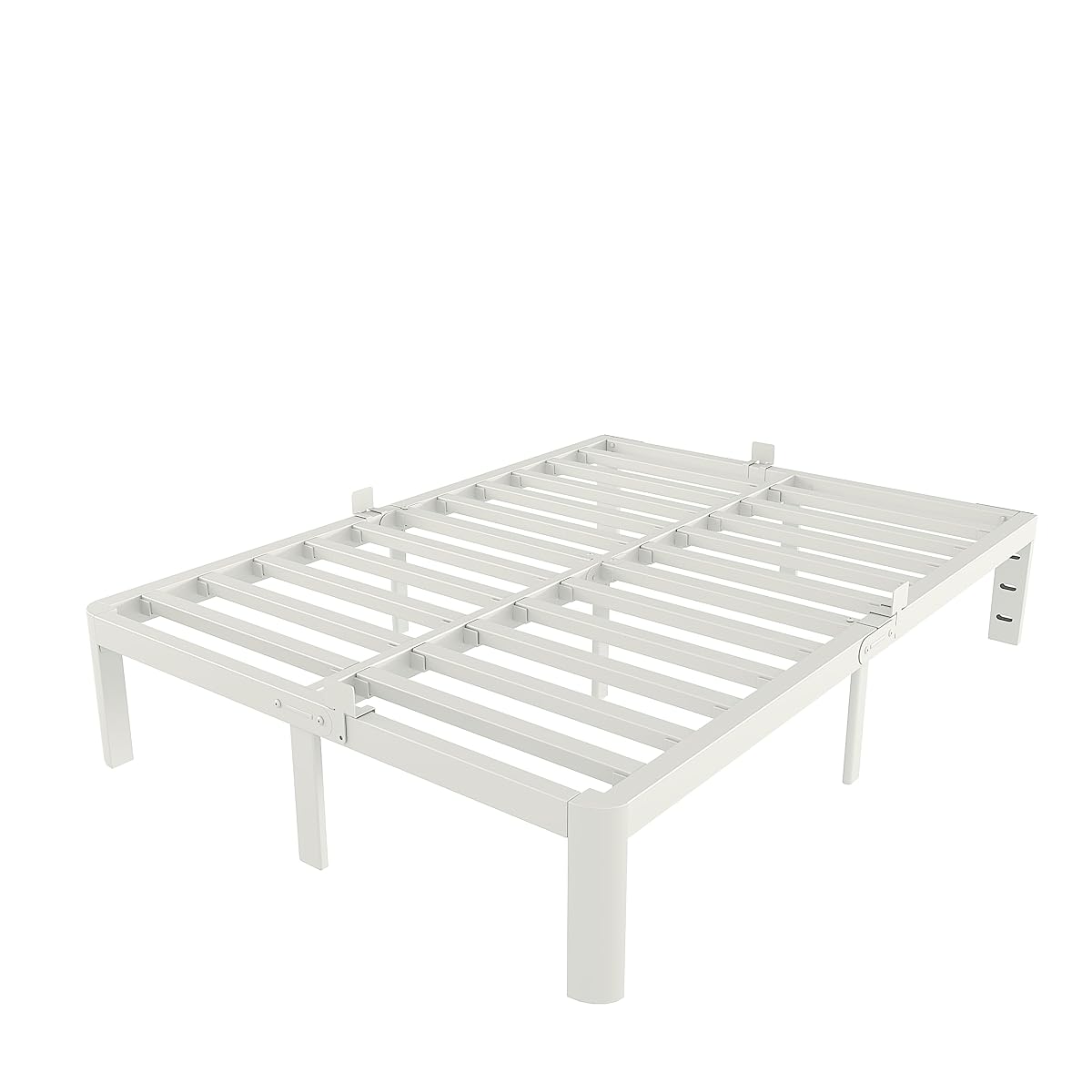 White Bed Frame Queen Size 12 Inch, Queen Bed with Metal Gaskets