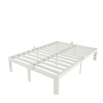 White Bed Frame Queen Size 12 Inch, Queen Bed with Metal Gaskets