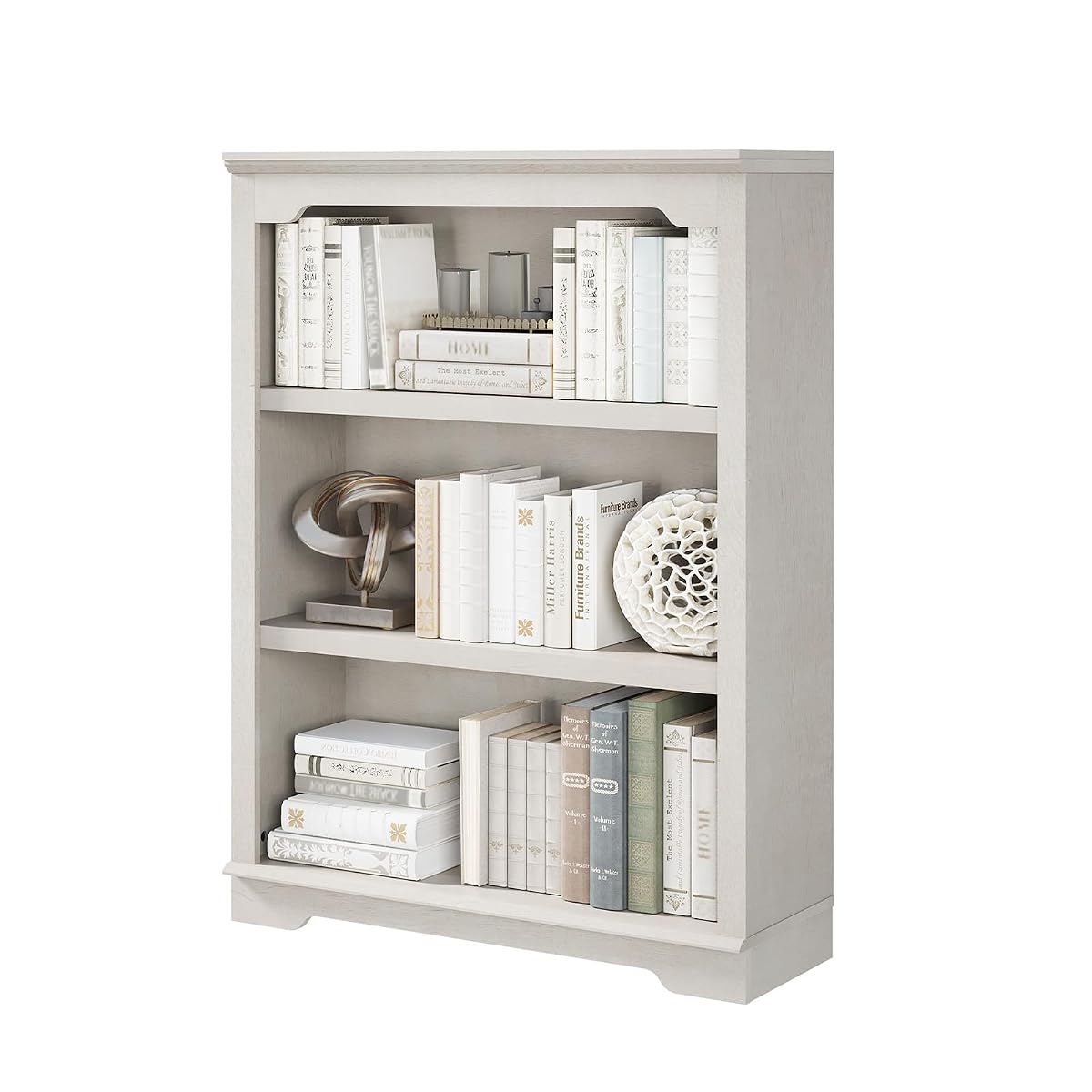 3 Tier Sturdy Bookshelf with Thick Board, 31.5" Wide Wooden Book Shelf, Freestanding Open Display Storage Bookshelves for Study Room, Home Office, Living Room