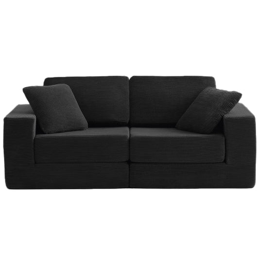 Modular Sectional Sofa, Modern Modular Sofa Couch with Deep Seat，Comfy Cloud Couch, Sectional Couches for Living Room, Bedroom and Apartment，2-Seater，Black