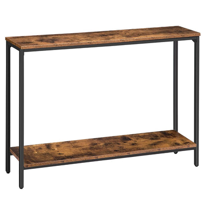 Console Table, 47.2" Narrow Entryway Table, Sofa Table with Shelf, Entrance Table for Living Room, Hallway, Foyer, Corridor, Office, Metal Frame, Rustic Brown and Black BF20XG01G1