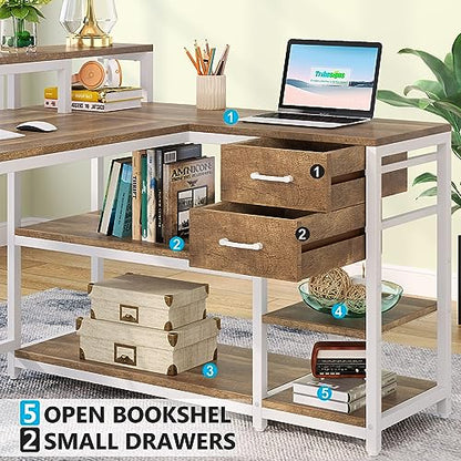Tribesigns L Shaped Desk with Drawers and Monitor Stand, view 7