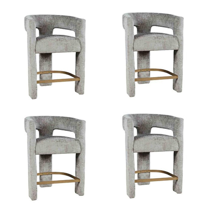 Jofran Gwen Gray Upholstered Counter Stool with Arms – Versatile Barstools – Stylish Seating for Kitchen Dining Room or Home Bar, Natural, Modern Counter Stools,Set of 4