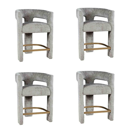 Jofran Gwen Gray Upholstered Counter Stool with Arms – Versatile Barstools – Stylish Seating for Kitchen Dining Room or Home Bar, Natural, Modern Counter Stools,Set of 4