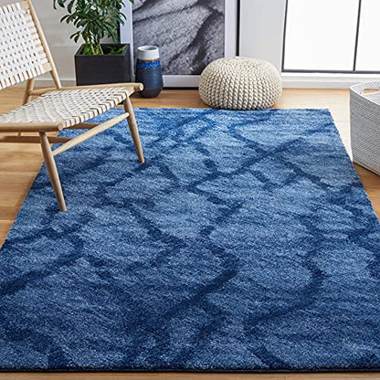 SAFAVIEH Retro Collection Accent Rug - 3' x 5', Blue & Dark Blue, Modern Abstract Design, Non-Shedding & Easy Care, Ideal for High Traffic Areas in Entryway, Living Room, Bedroom (RET2144-6570)