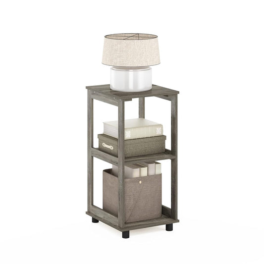 French oak two-tier tall end table