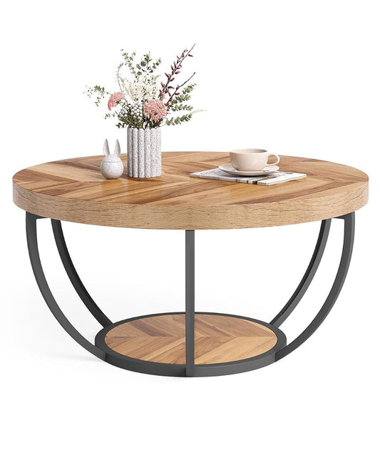 Round Coffee Table, 32" Circle Coffee Tables for Living Room