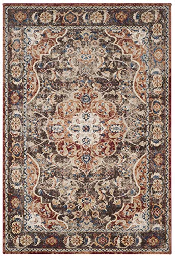 SAFAVIEH Bijar Collection Area Rug - 5'3" x 7'6", Brown & Rust, Traditional Oriental Distressed Design, Non-Shedding & Easy Care, Ideal for High Traffic Areas in Living Room, Bedroom (BIJ648D)