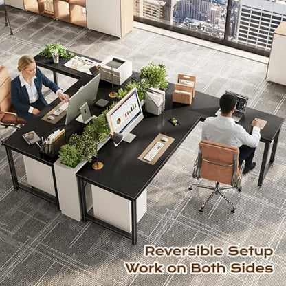 63 Inch L Shaped Desk with Power Outlets & 0.95 Inch Thicker Desktop, view 3