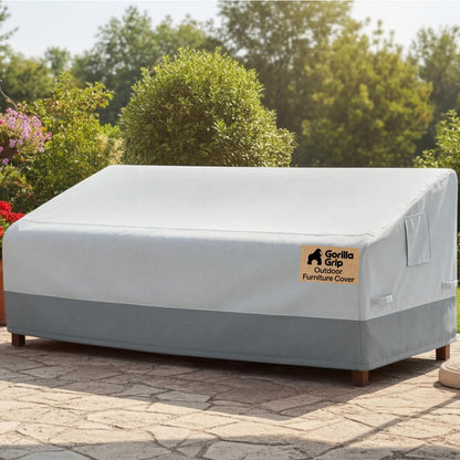 GORILLA GRIP Waterproof Large Outdoor Patio Sofa Cover, 3 Seater 80 Inch, Heavy Duty 600D Furniture Covers Sets for Winter, Keep Cushions Dry, Protects from Sun, Snow, Rain, Windproof, UV Coated