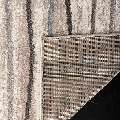 SAFAVIEH Amsterdam Collection Accent Rug - 3' x 5', Cream & Beige, Modern Stripe Wave Design, Non-Shedding & Easy Care, Ideal for High Traffic Areas in Entryway, Living Room, Bedroom (AMS111A)