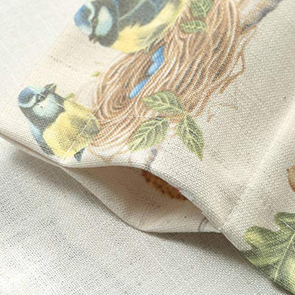 Birds Print Kitchen Curtains Valance, Country Style Faux Linen Curtain Panels for Living Room, Decorative Rod Pocket Valances for Bathroom Bedroom Windows, 1 Panel, 52x18
