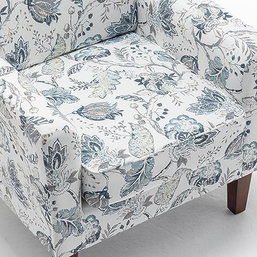 Contemporary Accent Arm Chair with Birch Wood Frame and Velvet Upholstery, Armchair for Office and Living Room Decor, Removable Cushions, 07 Printed Fabric