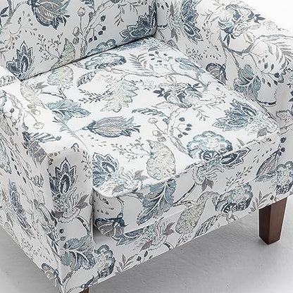 Contemporary Accent Arm Chair with Birch Wood Frame and Velvet Upholstery, Armchair for Office and Living Room Decor, Removable Cushions, 07 Printed Fabric