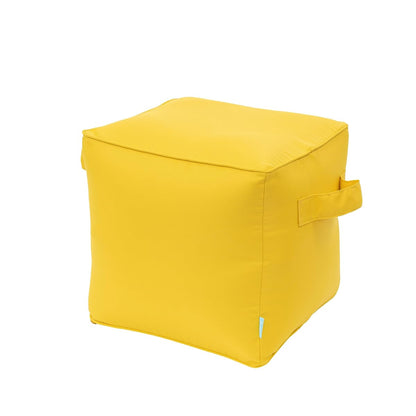 Inflatable Outdoor Ottoman for Patio, Water Resistant Pouf Cube 16", Inflatable Foot Rest, Outdoor Footstool for Poolside, Garden,Camping, Yellow