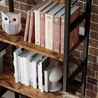 Bookcases and Bookshelves Triple Wide 5 Tiers Industrial Bookshelf, Large Etagere Bookshelf Open Display Shelves with Metal Frame for Living Room Bedroom Home Office