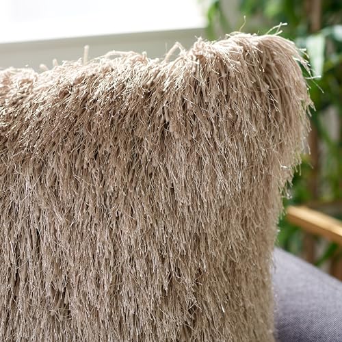 SAFAVIEH Pillow Collection Shag Modish 20" Throw, Metallic Bronze