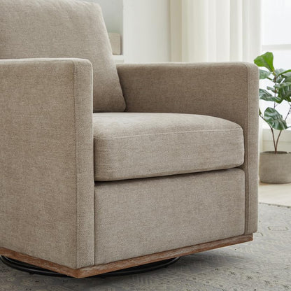 Swivel Accent Chair Set of 2, 360 Degree Square Swivel Barrel Chair for Living Room, Mid Century Modern Upholstered Accent Chair,Comfy Sofa Armchairs for Bedroom,Nursery, Chenille, Taupe