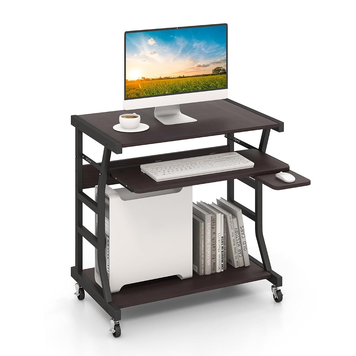 Mobile Computer Desk with Keyboard Tray