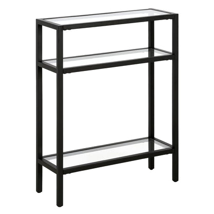 22" Wide Rectangular Console Table in Blackened Bronze, Entryway Table, Accent Table for Living Room, Hallway | Industrial-style console table with open shelving and durable metal frame for living rooms, entryways, or offices
