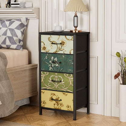4 Drawer Dresser, Vintage Nightstand, Fabric Chest of Drawers, view 5