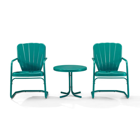 Turquoise retro metal 3 piece patio seating set