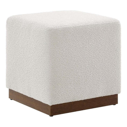 Tilden 17" Square Boucle Upholstered Upholstered Ottoman in Cloud Walnut
