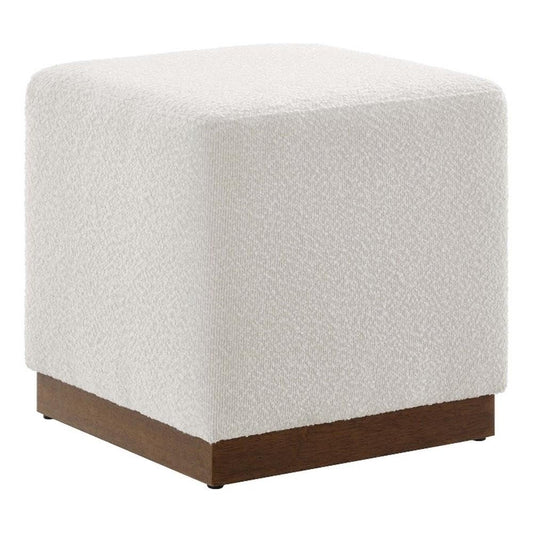 Tilden 17" Square Boucle Upholstered Upholstered Ottoman in Cloud Walnut