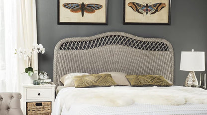 SAFAVIEH Furniture - Sephina Rattan Queen Headboard - Antique & Grey - Rattan - Coastal Woven Design - Ideal for Bedroom (SEA8033D-Q)