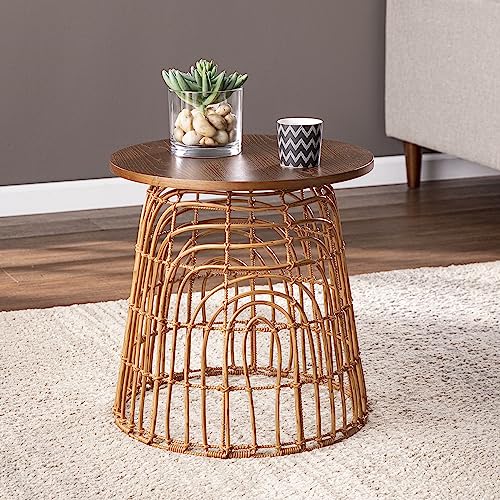 Weaverdon Round Accent Table - Transitional Design, Natural Rattan - Fully Assembled - Ideal for Living Room, Bedroom (OC1153706)