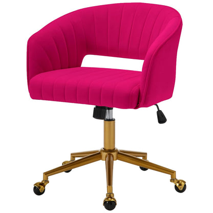 Modern Home Office Desk Chair 1PC, Height Adjustable Vanity Chair, Hot Pink
