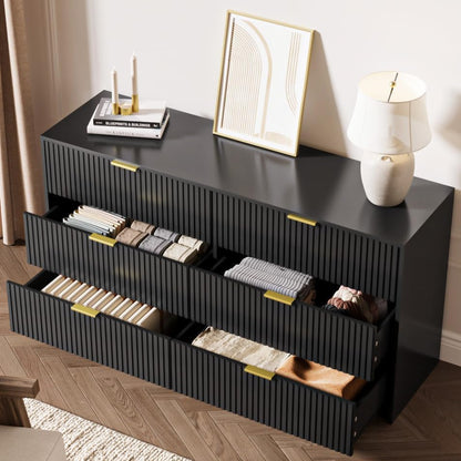 Black 6 Drawer Dresser for Bedroom, view 6