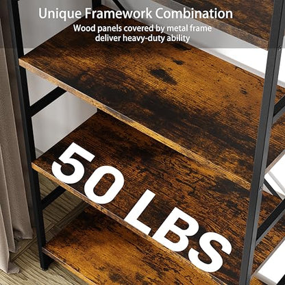 Bookshelf, Arched Bookshelf 5 Tier Bookcase, Tall Shelf for CDs/Books, Home Office Shelf Storage Organizer, Modern Book Shelf for Bedroom/Living Room, Rustic Brown