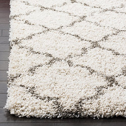 SAFAVIEH Hudson Shag Collection Area Rug - 10' x 14', Ivory & Grey, Moroccan Trellis Design, Non-Shedding & Easy Care, 2-inch Thick Ideal for High Traffic Areas in Living Room, Bedroom (SGH282A)