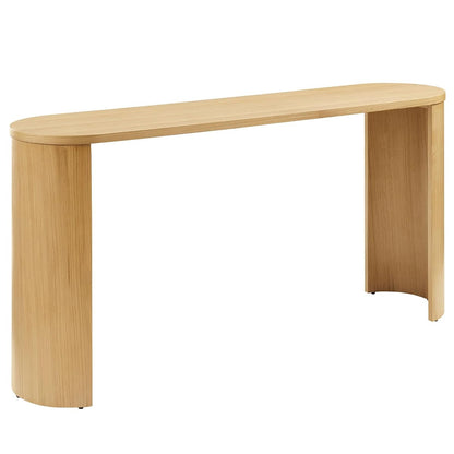 Aspect 60 Inch Oval Console Table in Oak with Reversible Arched Legs - Modern Oval Wood Narrow Entryway Table - Curved Profile Design Thin Sofa Table for Hallway or Living Room