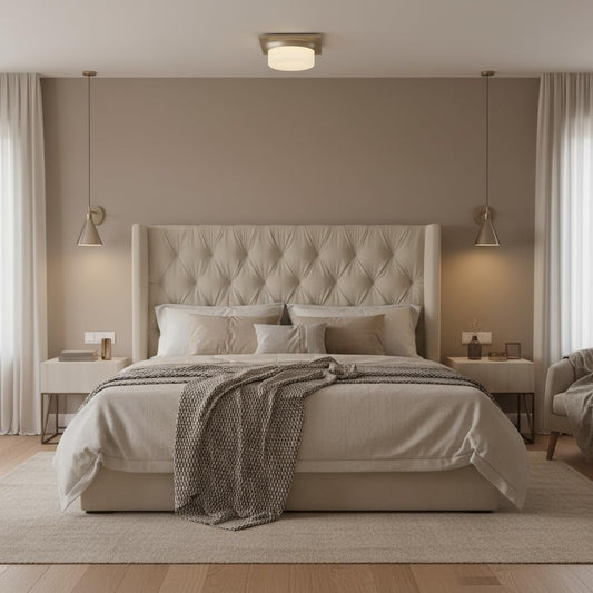 Modern Upholstered Bed with High Headboard: Diamond Tufted Fabric Platform Bed