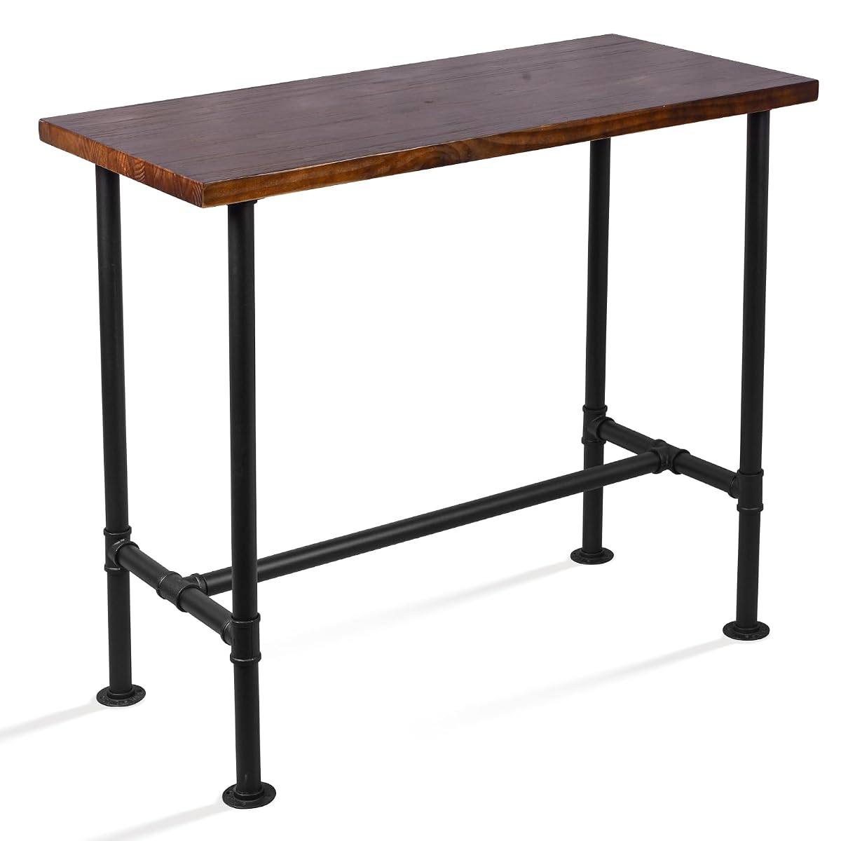 DIY Industrial Design Pipe Dining Table Casual Pub BAR Laptop Table Modern Studio Wood and Metal Rectangular Dining Table homeoffice Desk Breakfast high bar Table Brown Desktop 47.3" × 23.6"