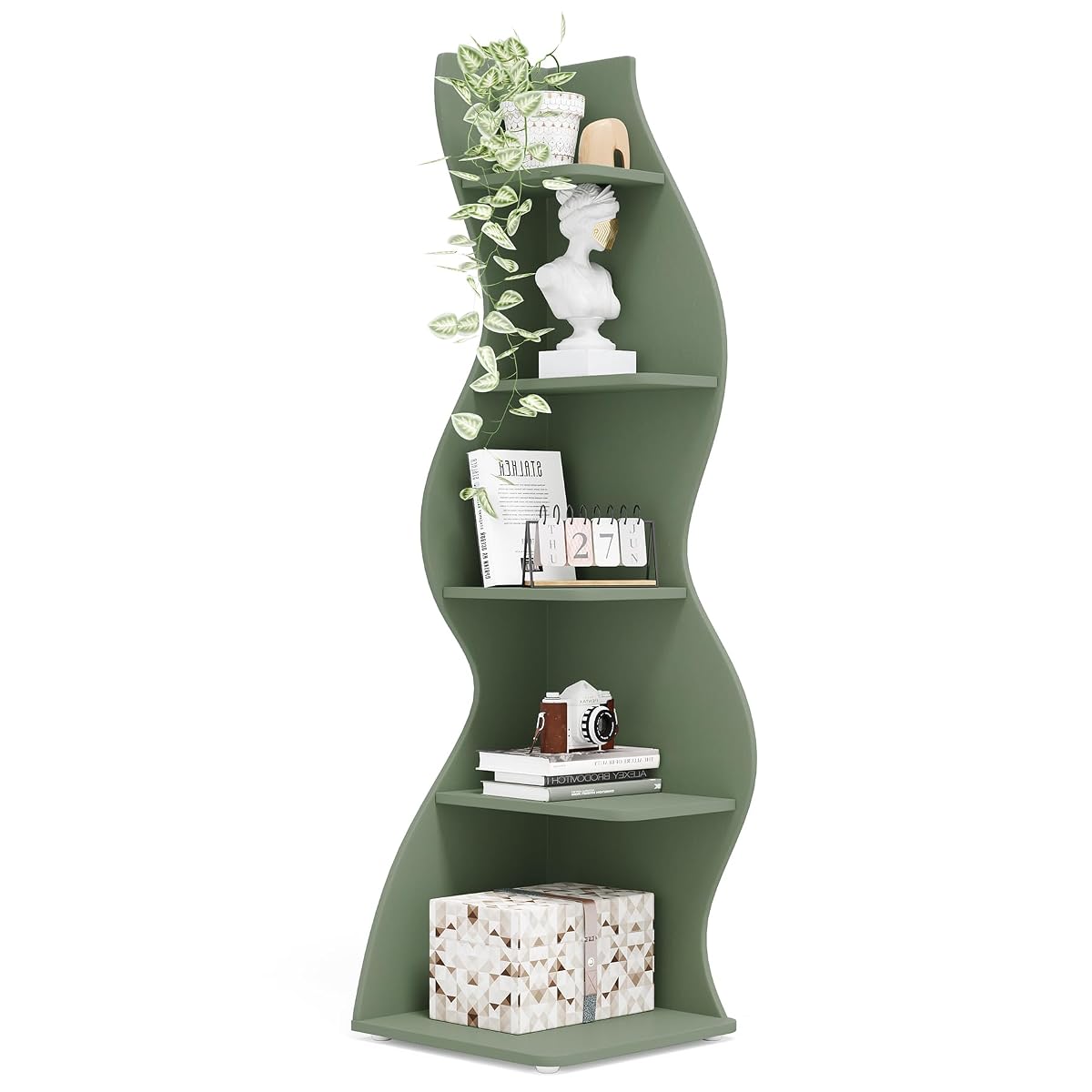 Corner Shelf, Modern 5-Tier Wall Corner Bookshelf