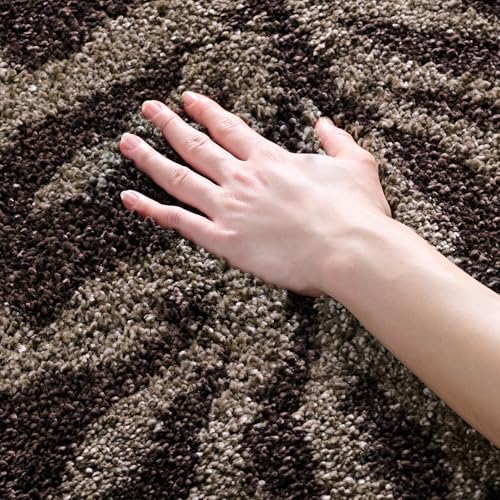 SAFAVIEH Florida Shag Collection Area Rug - 5'3" x 7'6", Smoke & Dark Brown, Floral Design, Non-Shedding & Easy Care, 1.2-inch Thick Ideal for High Traffic Areas in Living Room, Bedroom (SG456-7928)