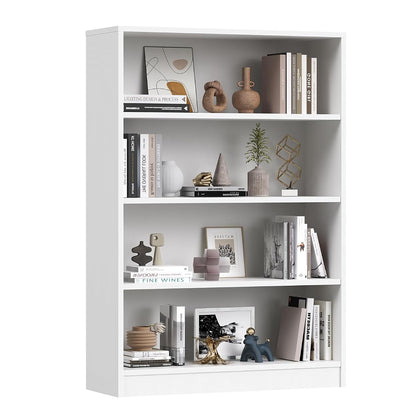 48 Inch Tall 4-Shelf Bookcase, Wood Bookshelf Storage Organizer Adjustable Shelf for Home Office, Study Room, Easy Assembly,White