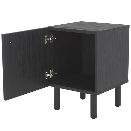 Black and natural one-door nightstand