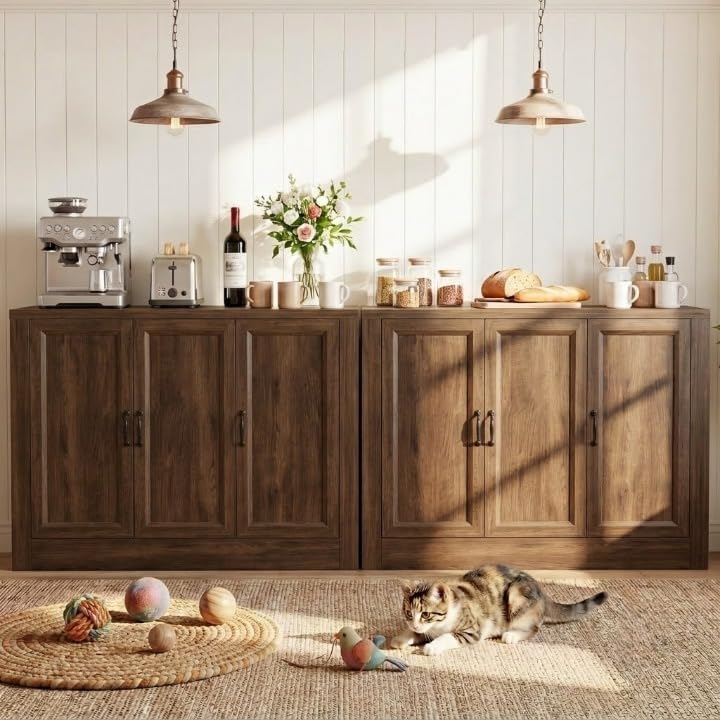 78" Modular Buffet Sideboard Cabinet Set of 2