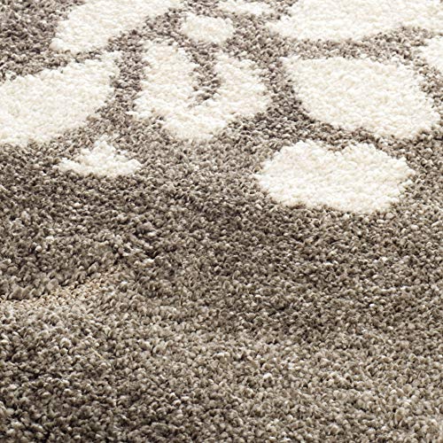 SAFAVIEH Area Rug 8x10 - Florida Shag Collection - Large - Smoke & Beige, Floral Design, Non-Shedding & Easy Cleaning, Plush Thick Pile, Ideal for Living Room, Bedroom, Dining Space (SG464-7913)