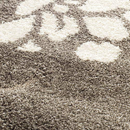 SAFAVIEH Area Rug 8x10 - Florida Shag Collection - Large - Smoke & Beige, Floral Design, Non-Shedding & Easy Cleaning, Plush Thick Pile, Ideal for Living Room, Bedroom, Dining Space (SG464-7913)