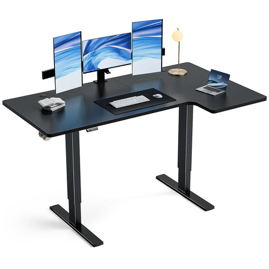Realbear 71 Inch Electric L Shaped Standing Desk, Height Adjustable Standing Corner Desk with 3 Memory Presets, Ergonomic Workstation Office Desk for Home/Office (Black, 71 Inch)
