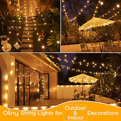 150FT Outdoor String Lights, Waterproof Connectable Shatterproof Outside Light with 75 Edison + 4 Spare LED Bulbs Plug in, Patio Lights for Indoor Balcony Porch Camping Deck