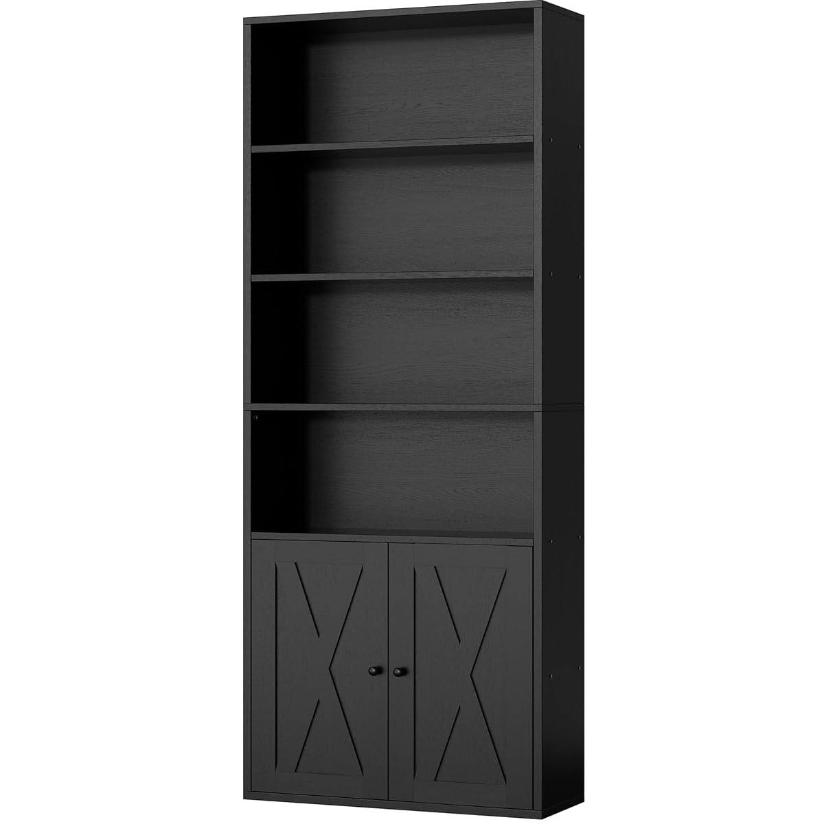 6 Tier Bookshelf with Doors, Tall Standing Bookcase