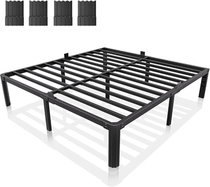 King Metal Bed Frame 14 Inch, Heavy Duty Platform, No Box Spring Needed